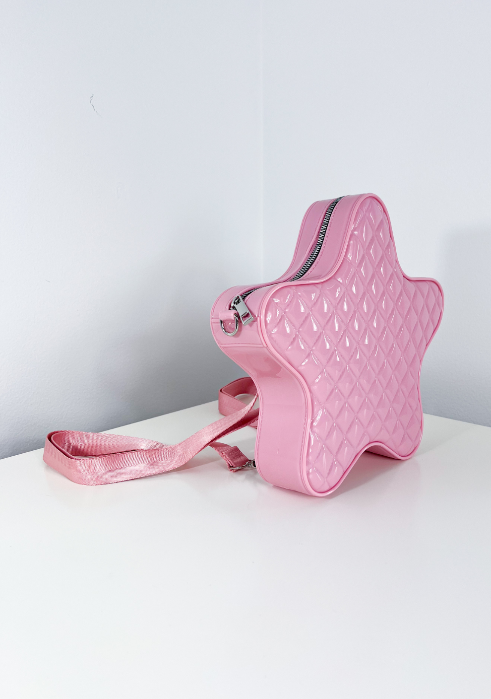 Pink Faux Quilted Star Bag