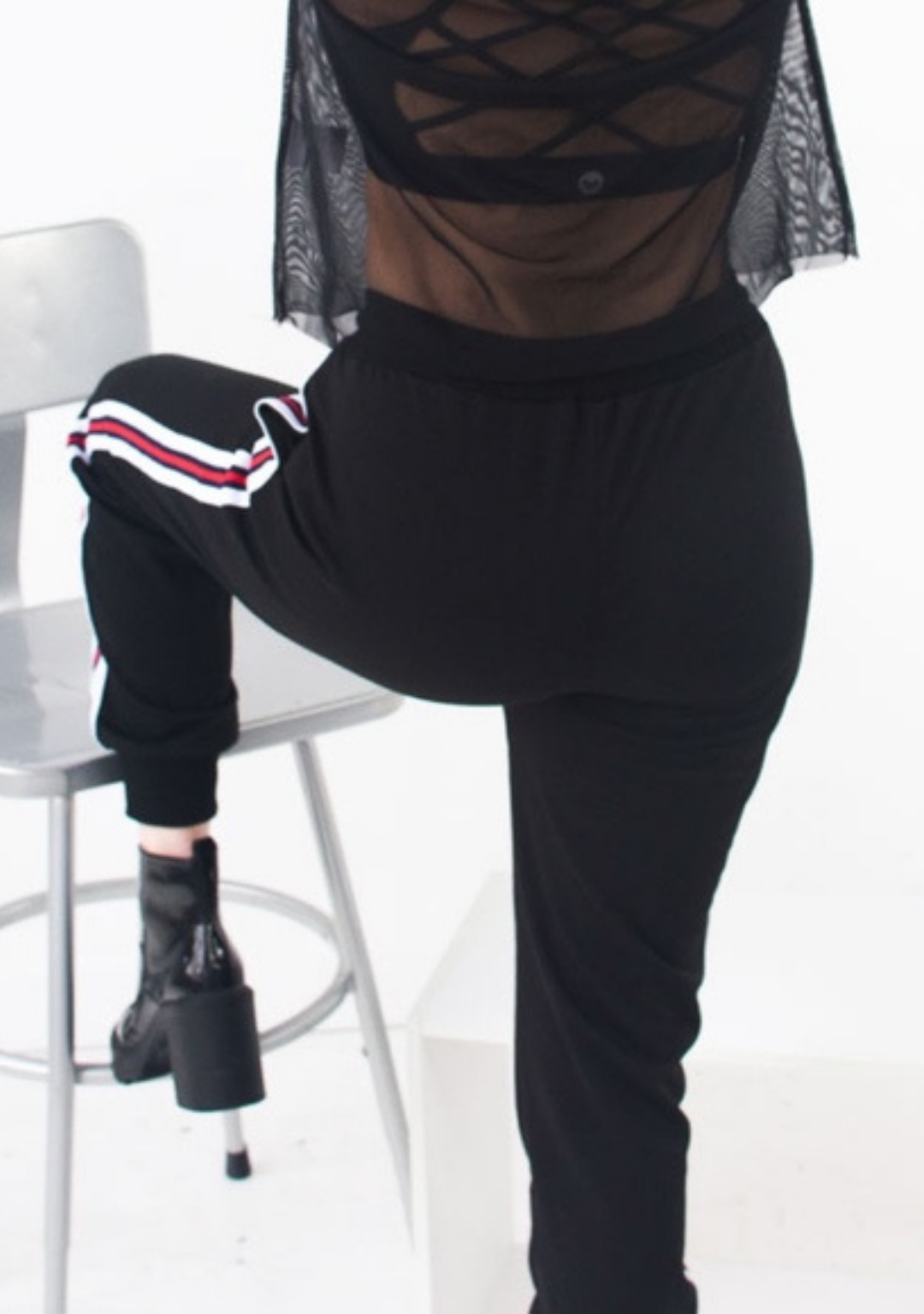 Black Jogger Pant with Stripe