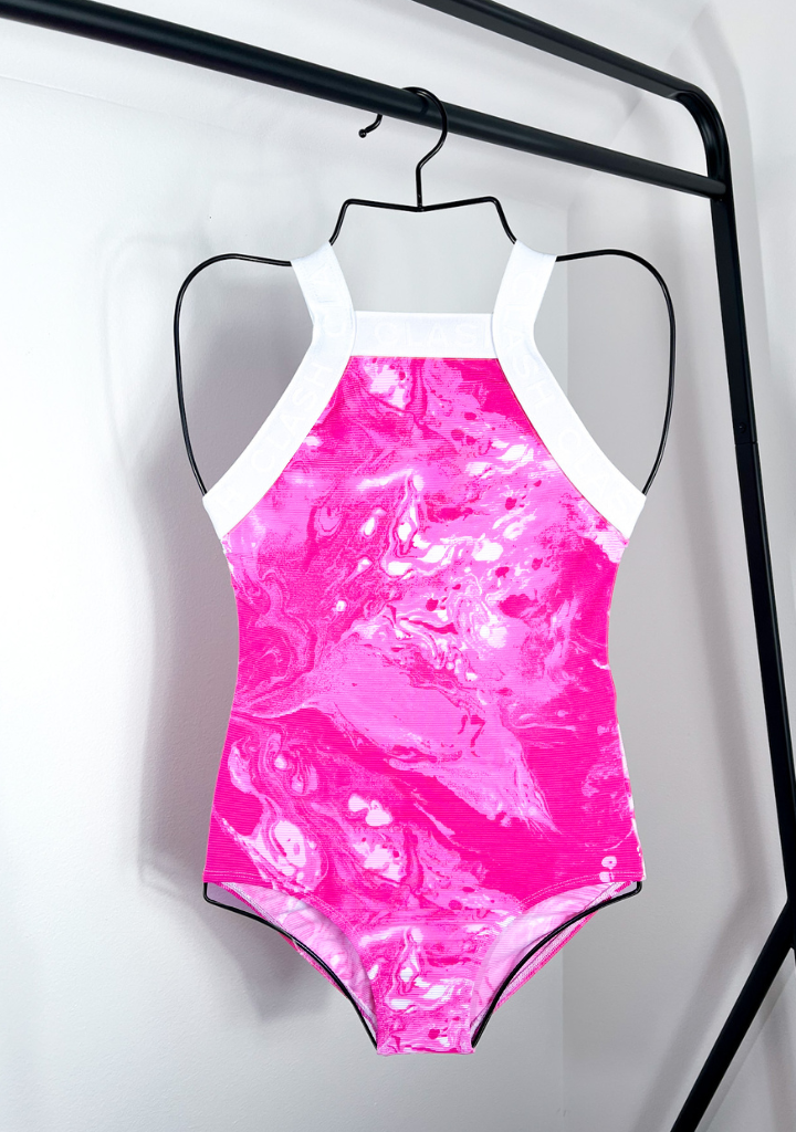 CLASH Signature Pink Marble Ribbed Leotard